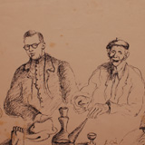 Estudio figuras, 1944, dibujo tinta, 32,5 x 51 cm.