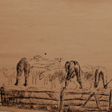 Pastores, 1944, dibujo tinta, 33 x 50 cm.