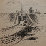 Puente, 1943, dibujo tinta, 23 x 32,5 cm