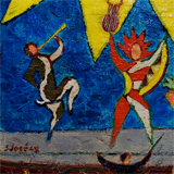 Ballet de la siesta del fauno, 1948, oleo lienzo, 50 x 60 cm.   